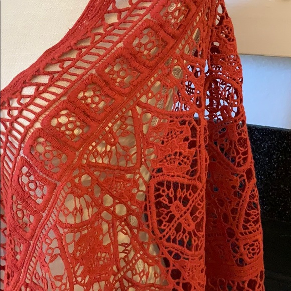 COPY - NWOT Soft Surroundings rusty red poncho shawl lace - Picture 2 of 7